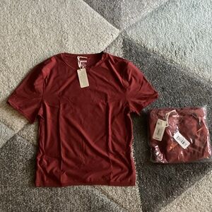 Lot of 2 Aerie Smoothez Crew Neck T-Shirt Red Small